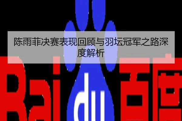 陈雨菲决赛表现回顾与羽坛冠军之路深度解析